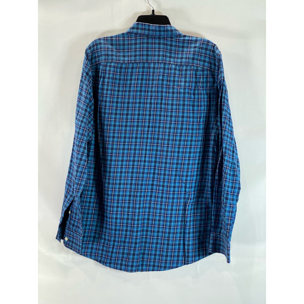 JACK WILLS Men's Blue Gingham Windowpane Button-Up Long Sleeve Shirt SZ L