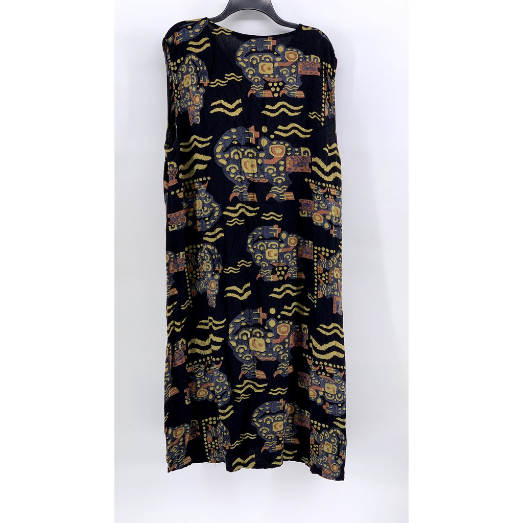 NEW OPTIONS PLUS Women's Navy Printed Short Sleeve Dress SZ 2X