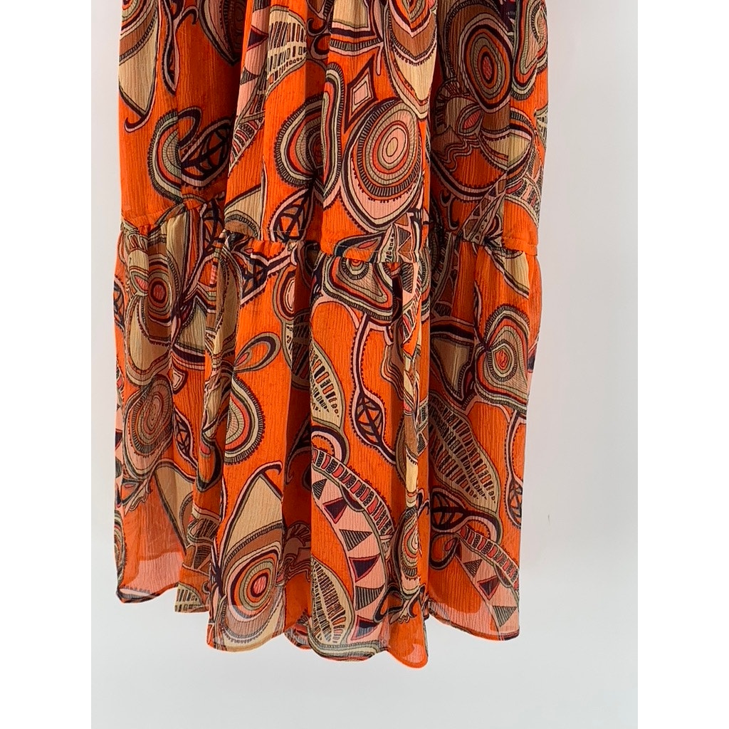 A.L.C Women's Orange Silk Bella Paisley Halter Mini Dress SZ 8