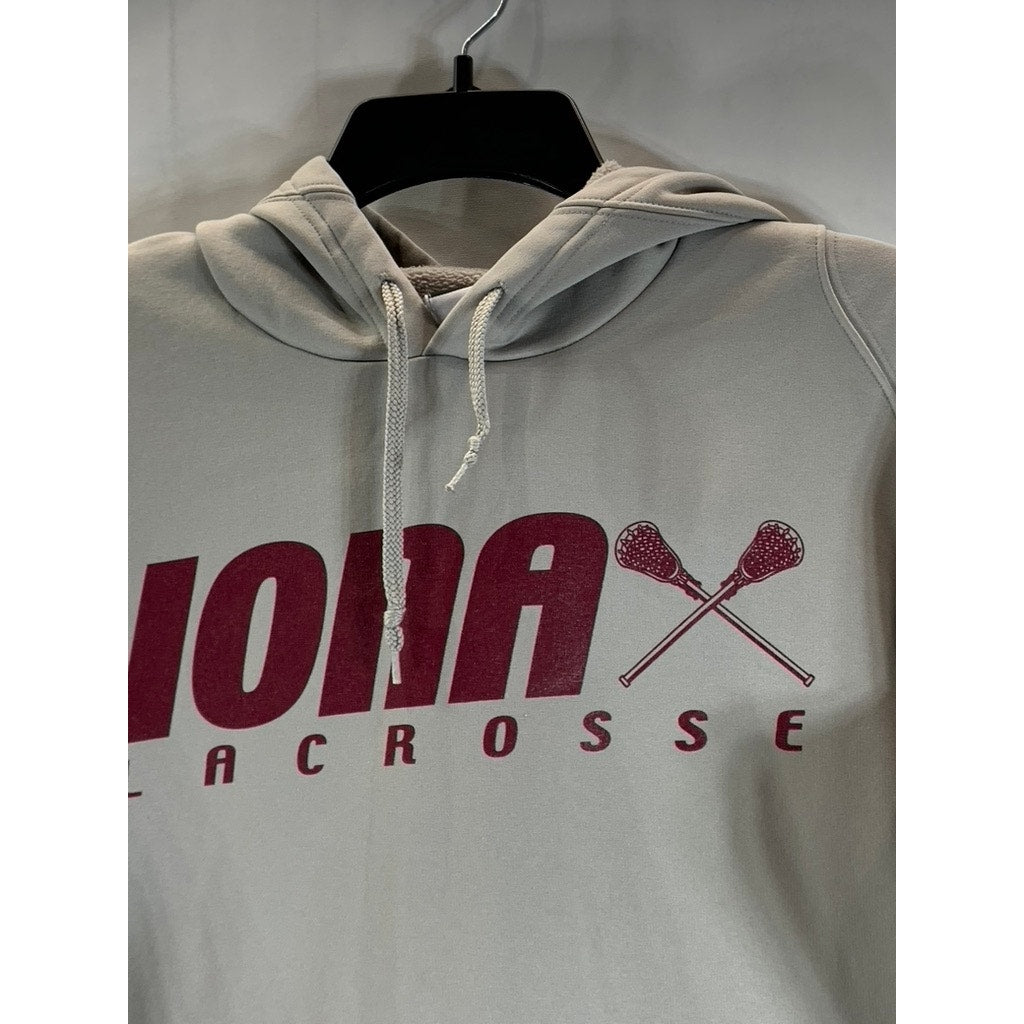 NIKE Men's Gray/Burgundy Iona Lacrosse Graphic Therma-Fit Pullover Hoodie SZ S