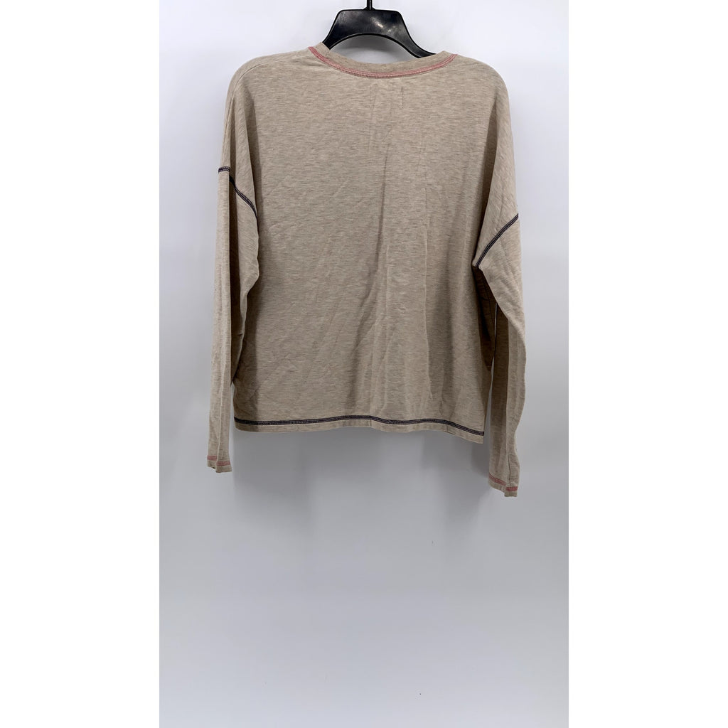 MADEWELL Women's Beige MWL Superbrushed Contrast-Stitched Sweatshirt SZ M