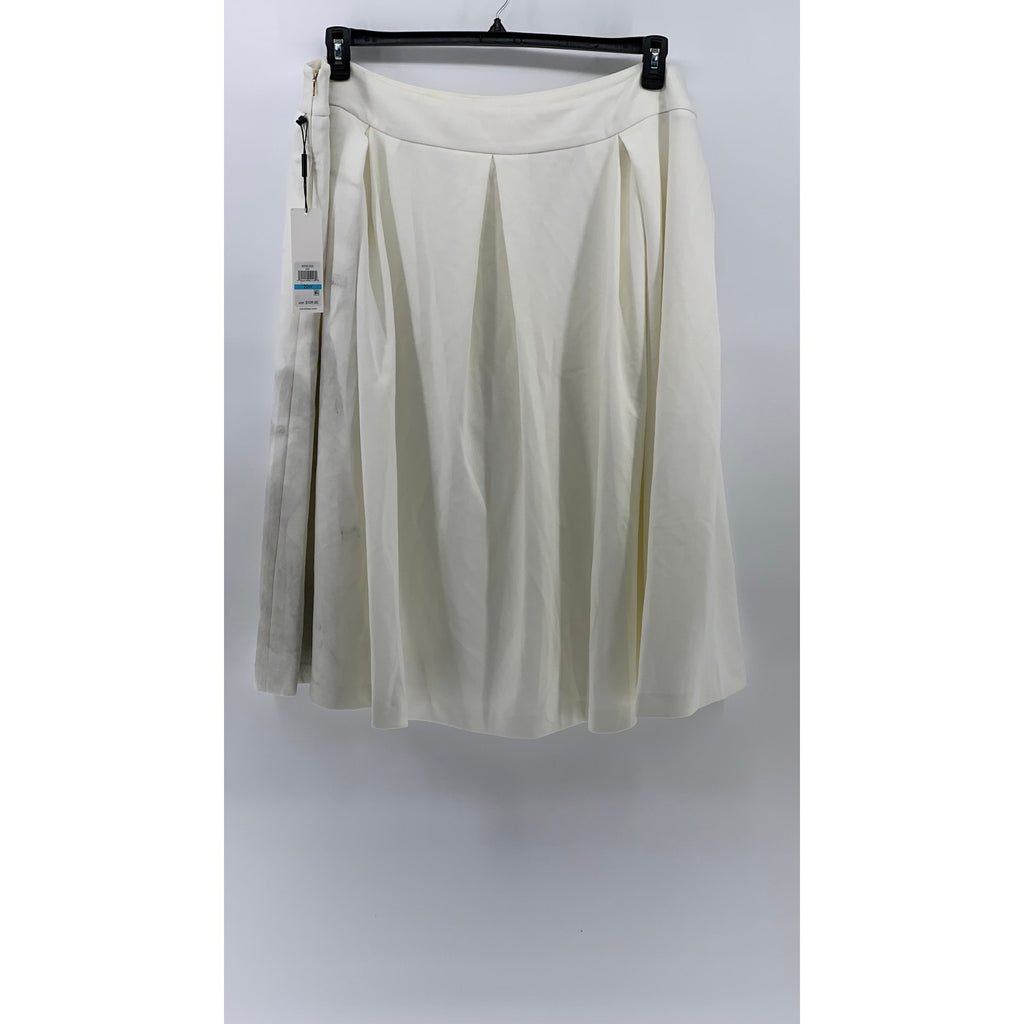CALVIN KLEIN Women's Plus White Pleated Scuba A-Line Knee-Length Skirt SZ 20W