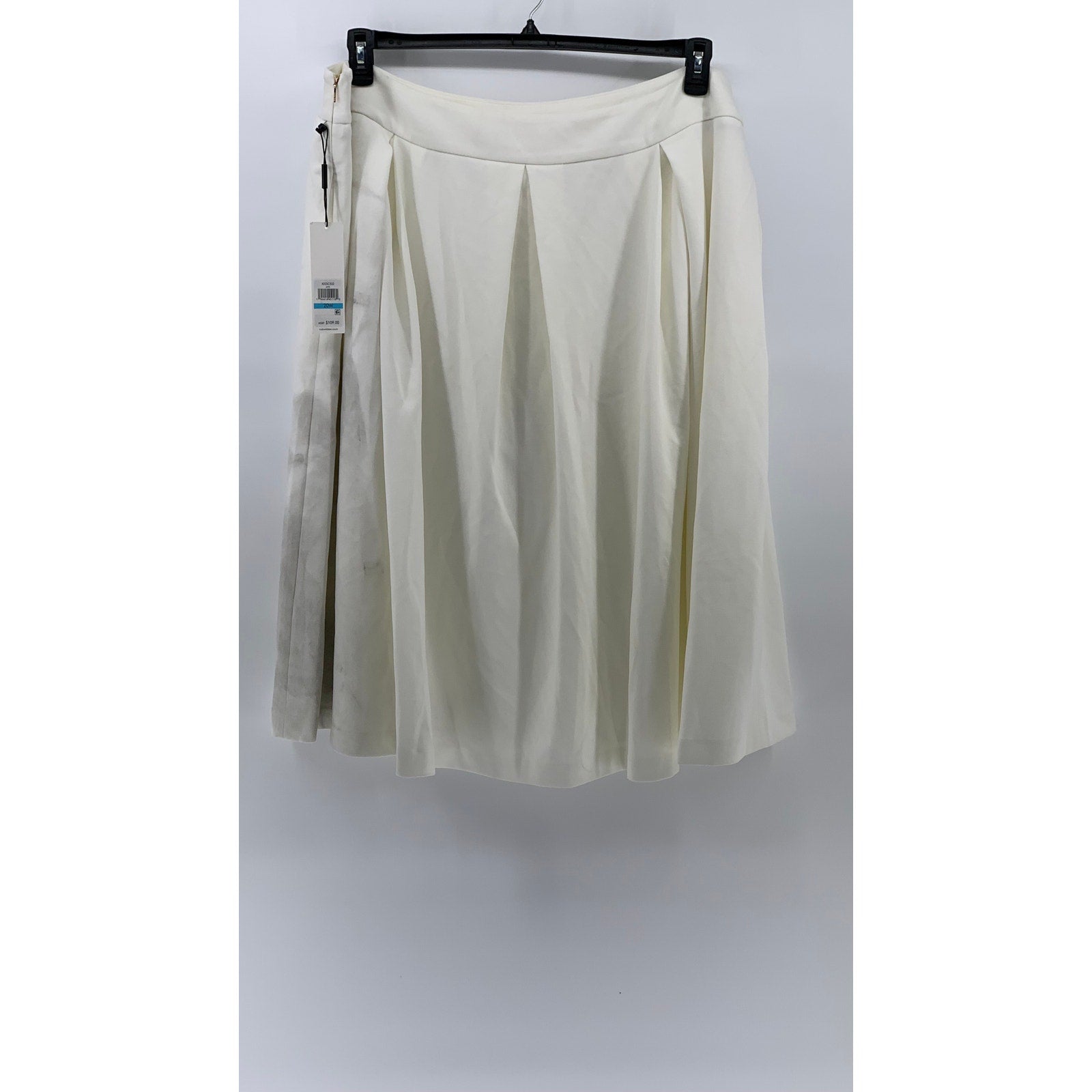 CALVIN KLEIN Women's Plus White Pleated Scuba A-Line Knee-Length Skirt SZ 20W