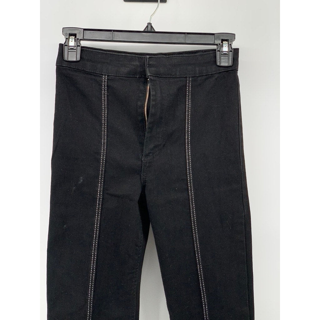 ZARA Women's Black Split Hem Skinny Jeans SZ 0