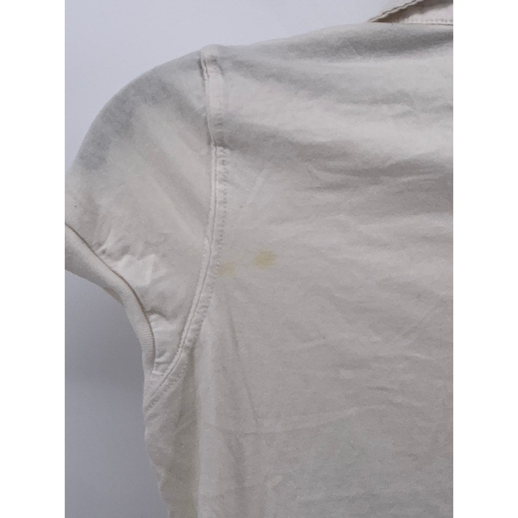 JOHN GALT Women's White Short Cap Sleeve Casual Polo Top SZ OS