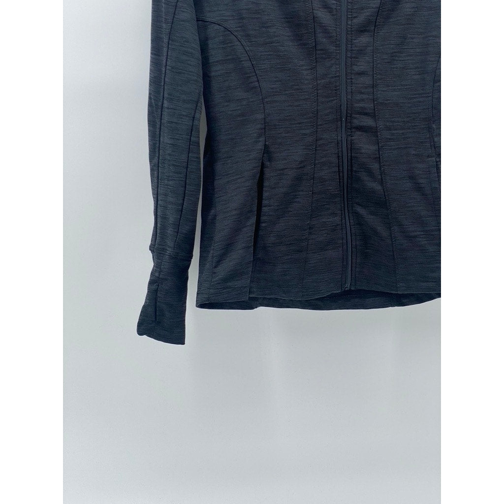 UNBRANDED Women's Charcoal Gray Heather Athletic Stand Collar Zip-Up Jacket SZ S