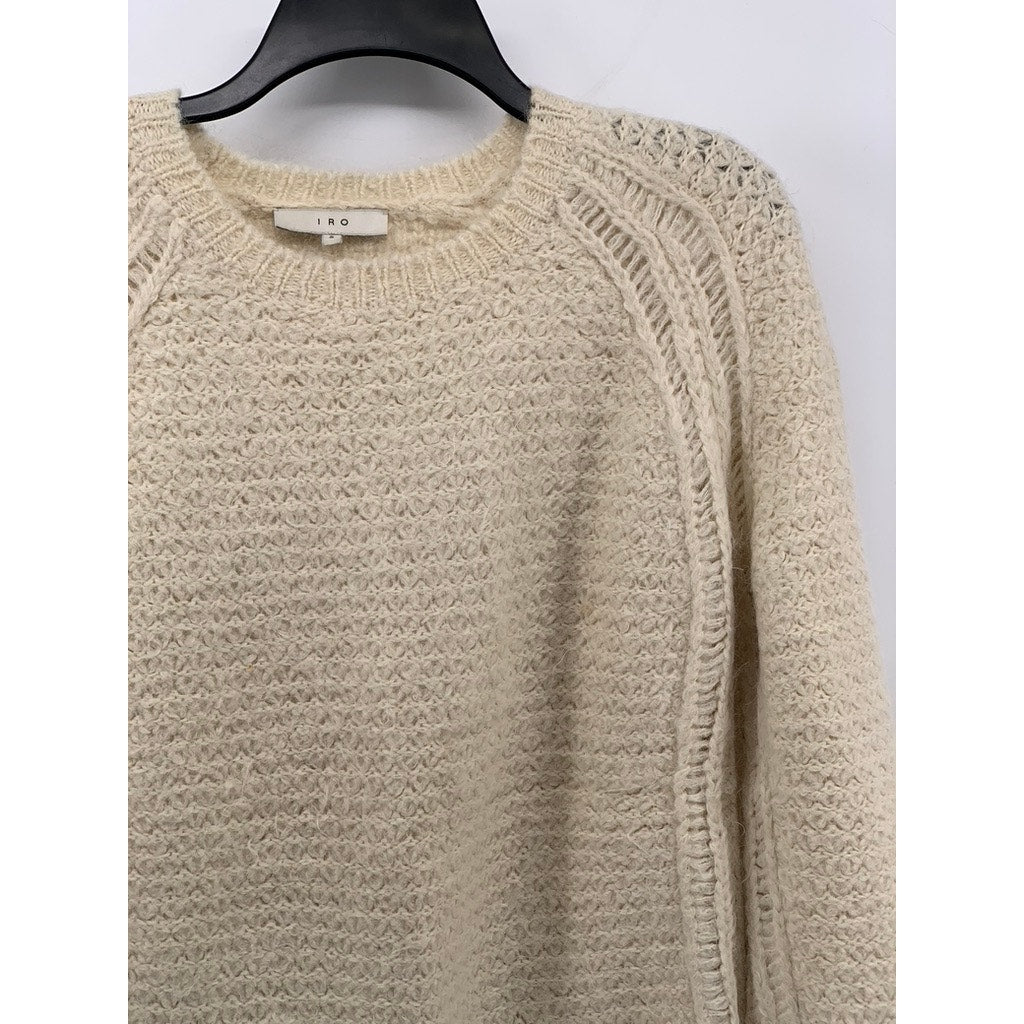 IRO Women's Beige Suri Alpaca-Merino Wool Knit Oversized Crewneck Sweater SZ S