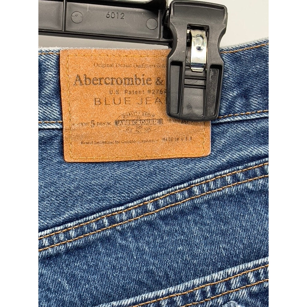 ABERCROMBIE & FITCH Women's Vintage Blue Distressed Button-Fly Denim Jeans SZ 8