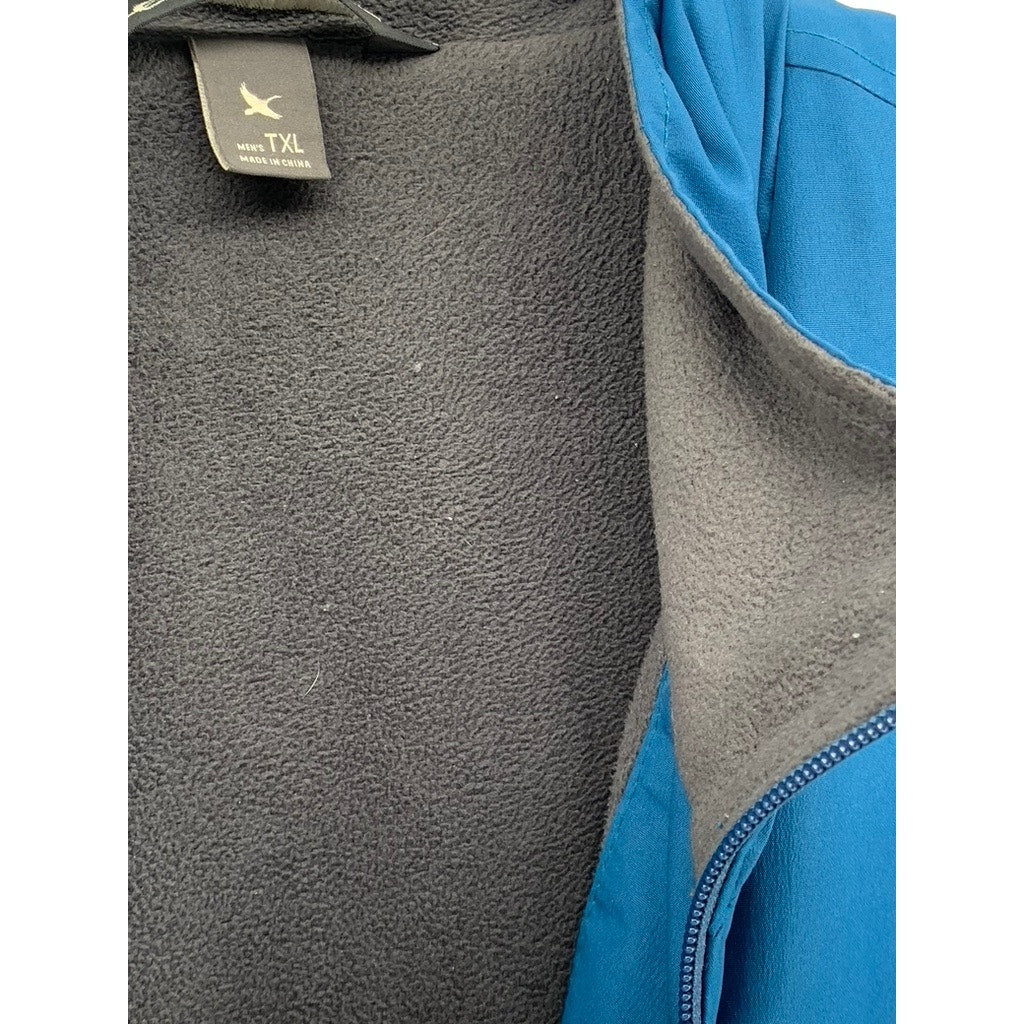 EDDIE BAUER Men's Tall Blue-Gray Fleece Lined Stand Collar Zip-Up Jacket SZ TXL