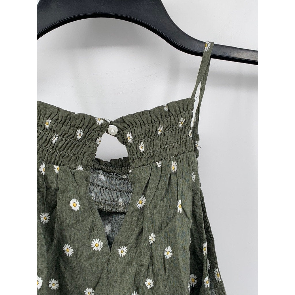 NO BOUNDARIES Juniors' Green Ditsy Floral Tank Top SZ M (7-9)