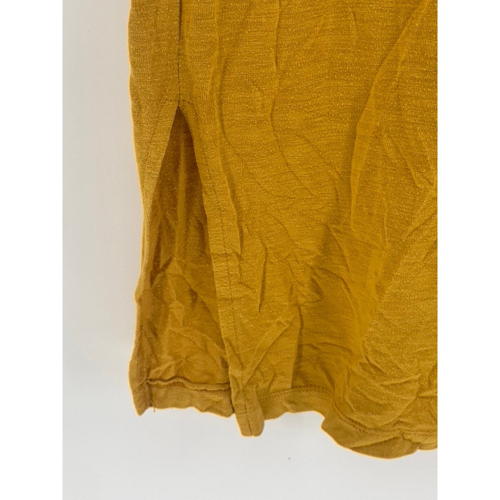 JESSICA SIMPSON Women's Mustard Yellow Crewneck Short Sleeve Dress SZ S