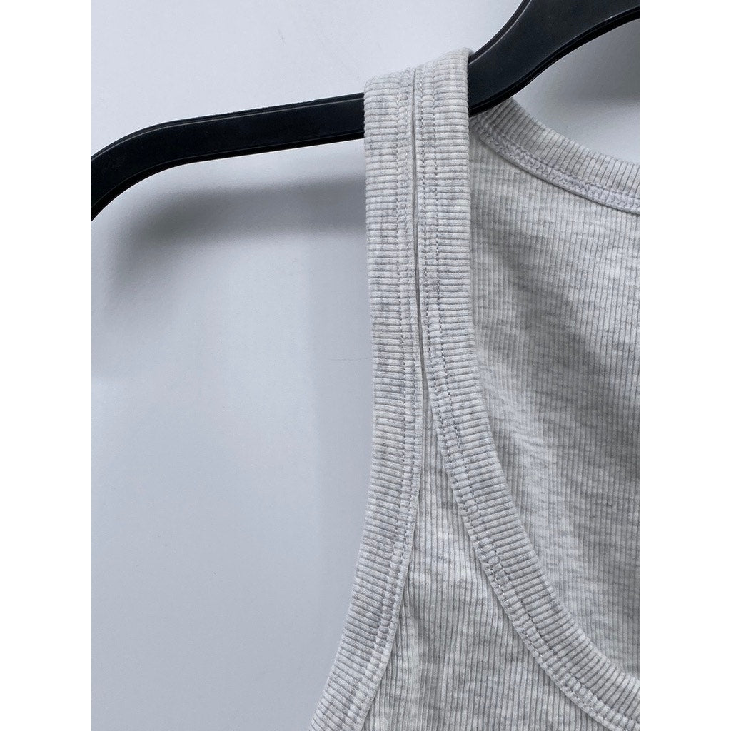 ZARA Women's Light Gray Ribbed Scoop-Neck Cropped Tank Top SZ M