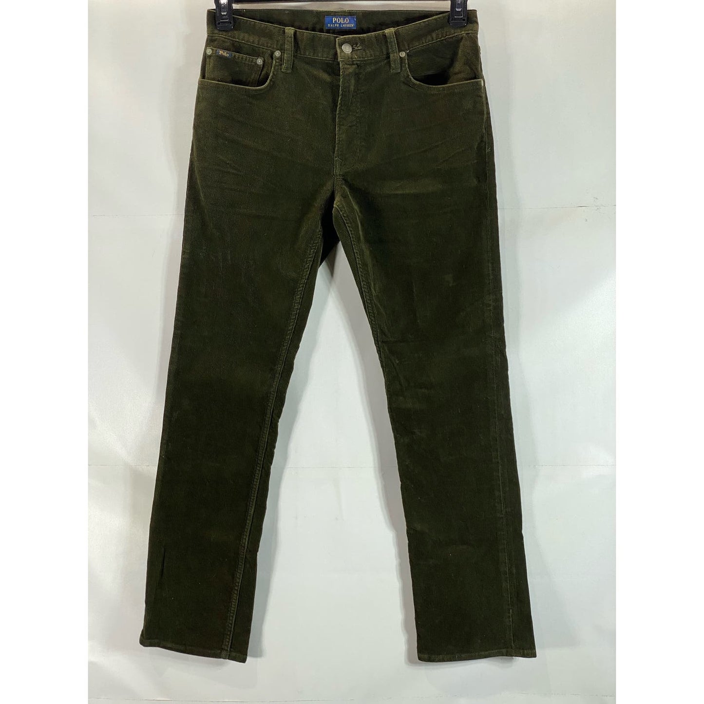 POLO RALPH LAUREN Men's Dark Green Corduroy Varick Slim Straight Pant SZ 33X32