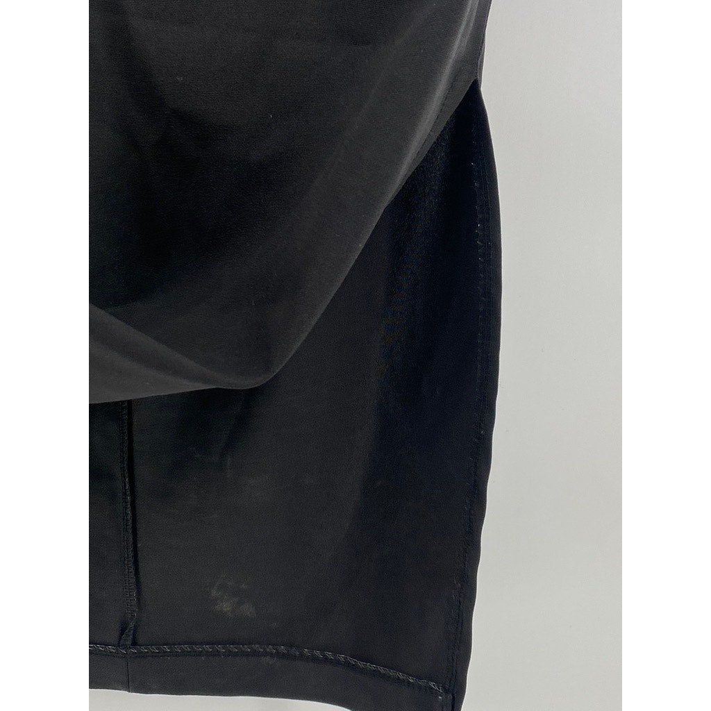 UNBRANDED Women's Black Solid Straight High-Rise Midi Skirt SZ S