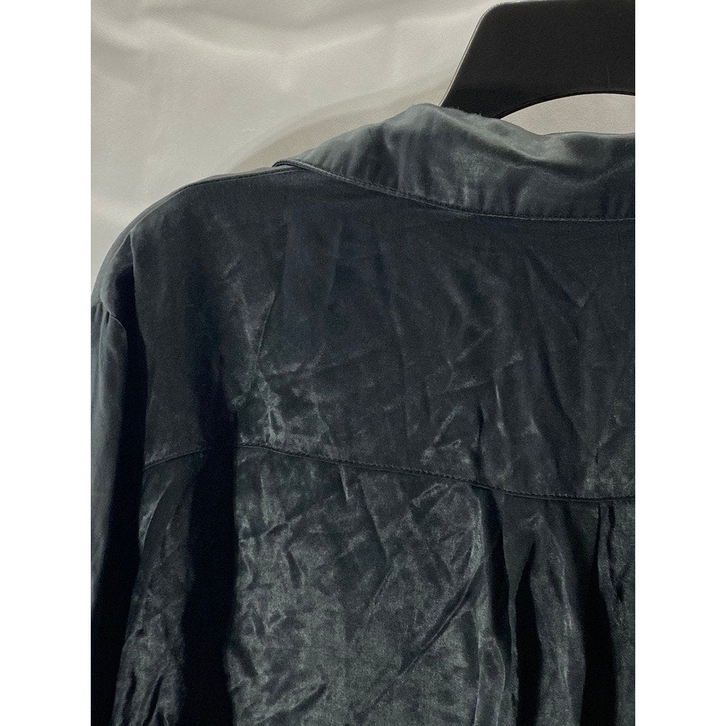 ALICE IN THE EVE Women’s Black Sienna Silky Button-Up Long Sleeve Top SZ XS