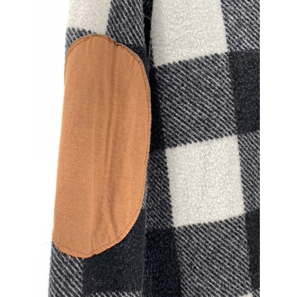 WHITE BIRCH Women's Black-White Buffalo Check Hooded Cardigan SZ S