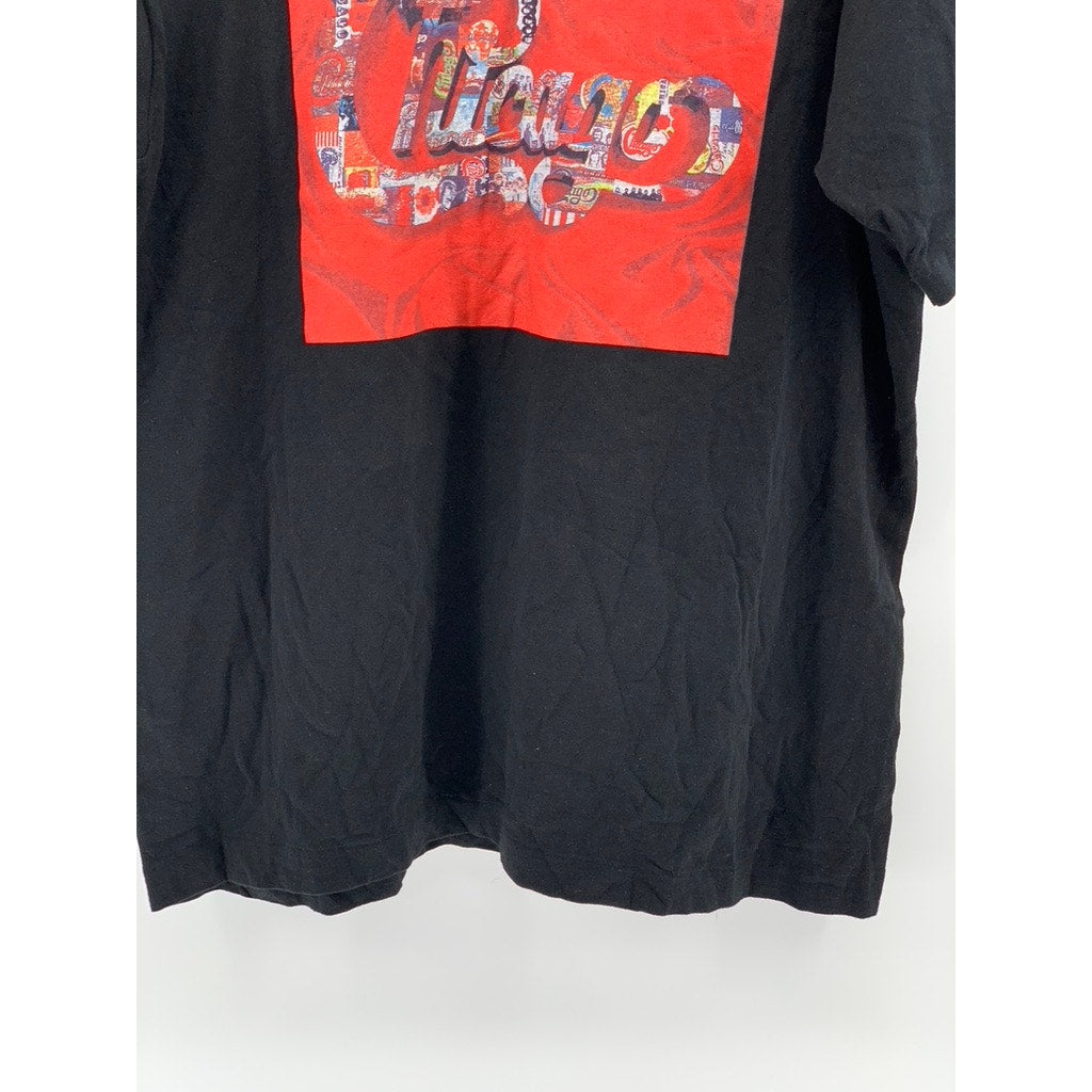 FRUIT OF THE LOOM Men's Vintage Black-Red Chicago Band Anniversary T-Shirt SZ XL