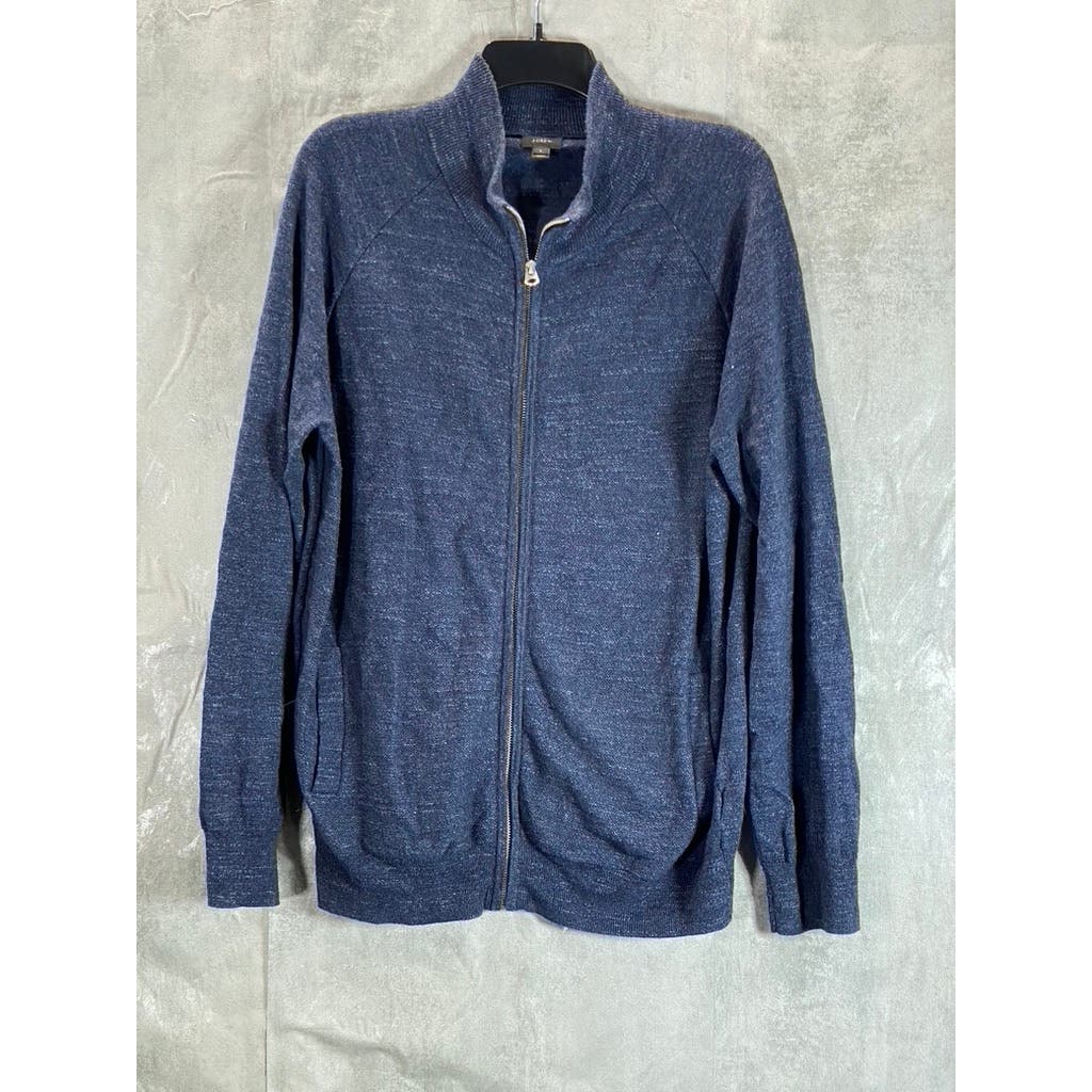J.CREW Men's Navy Funnel Collar Cotton Zip-Up Sweater SZ L