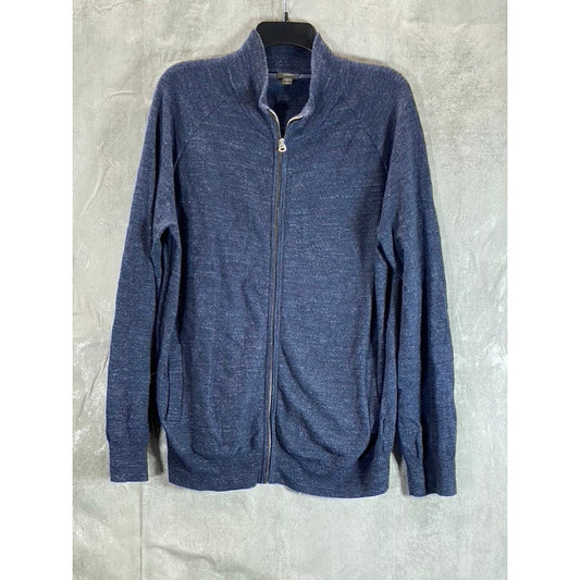 J.CREW Men's Navy Funnel Collar Cotton Zip-Up Sweater SZ L
