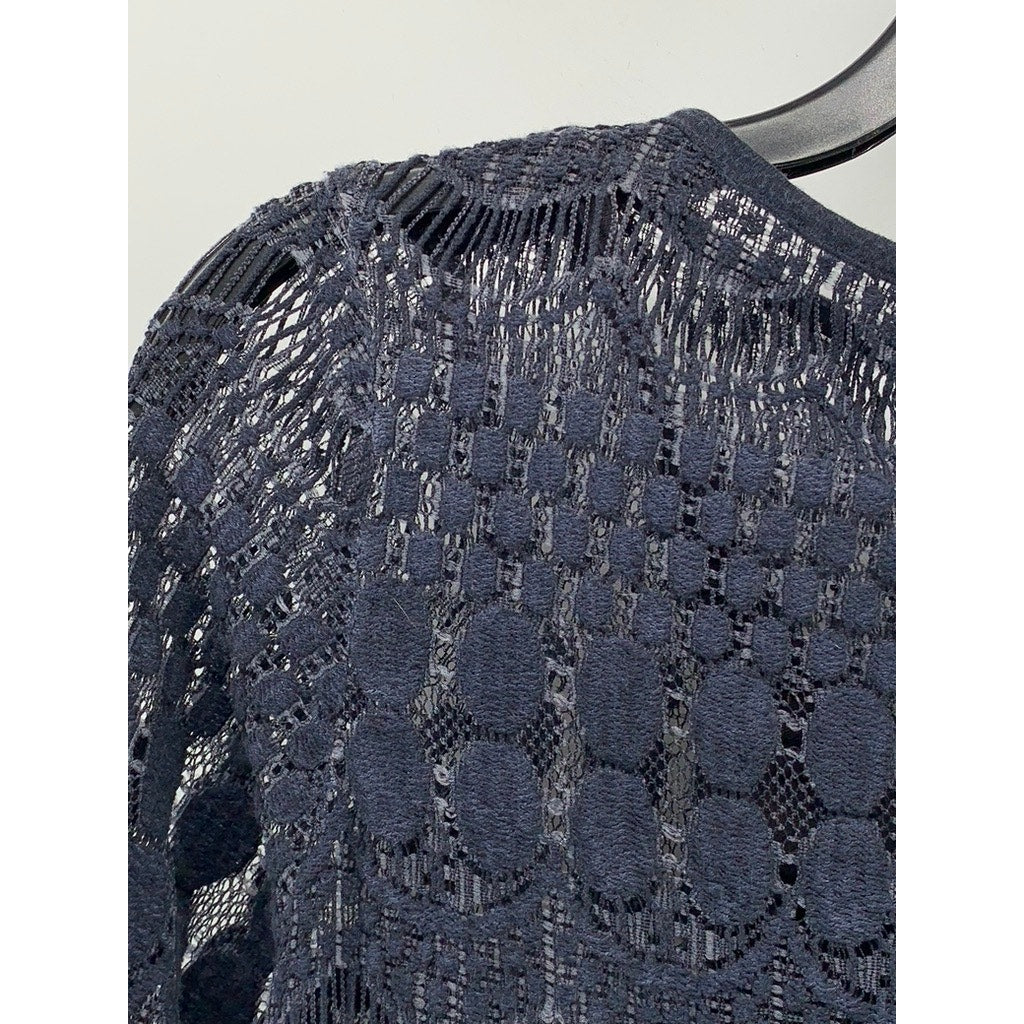 MAX JEANS Women's Navy Knit Crewneck Layered Top SZ XS