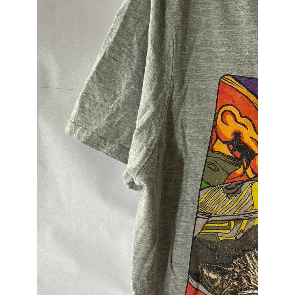 GILDAN Men's Gray Bodega Cats Graphic Crewneck Short Sleeve T-Shirt SZ S