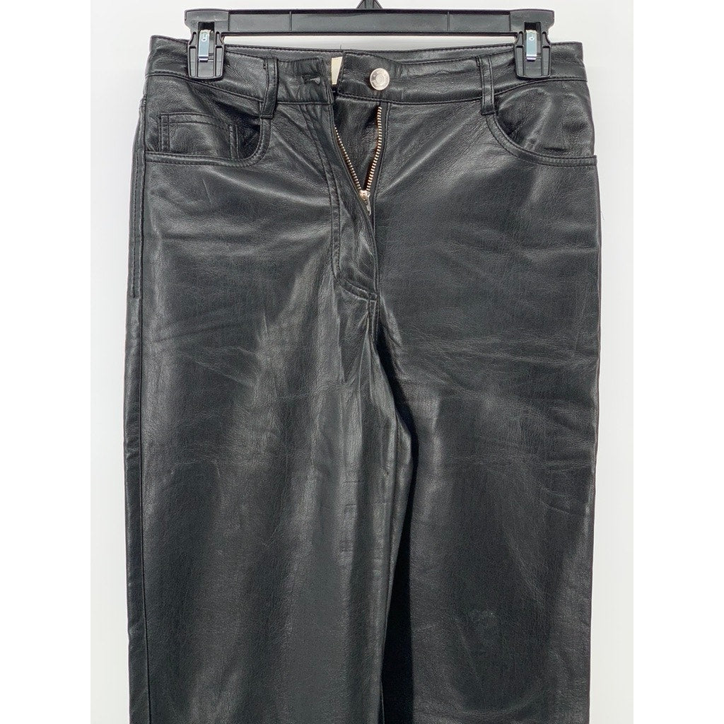 WILFRED FREE Women's Black Faux Leather Five-Pocket Straight-Leg Pant SZ 2