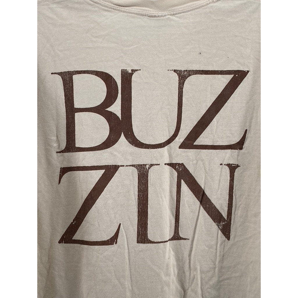 COMFORT COLORS Men's Beige Crewneck Buz-Zin Logo Short Sleeve T-Shirt SZ XL
