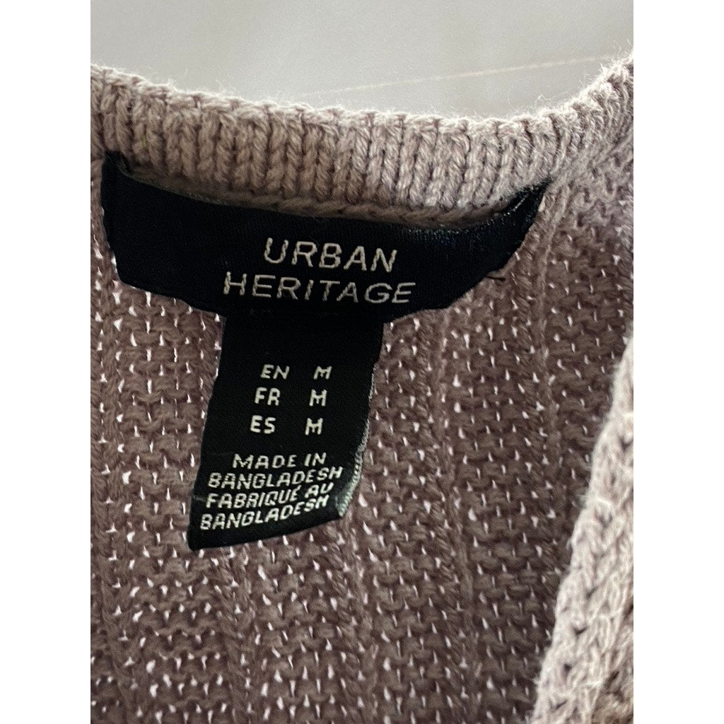 URBAN HERRITAGE Women's Gray Crochet Knit V-Neck Spaghetti Strap Tank Top SZ M