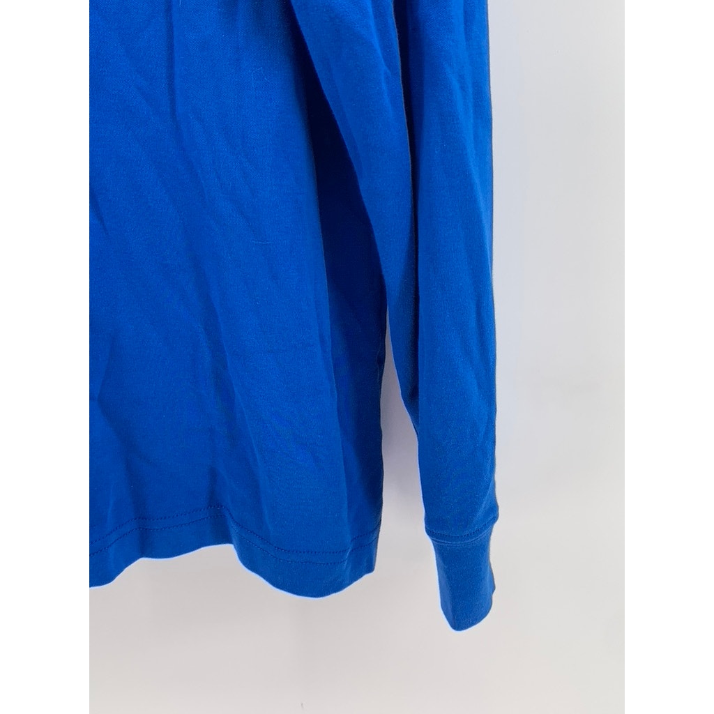 LANDS END Women's Relaxed Cotton Mock Neck Long Sleeve Bright Blue Shirt SZ XL