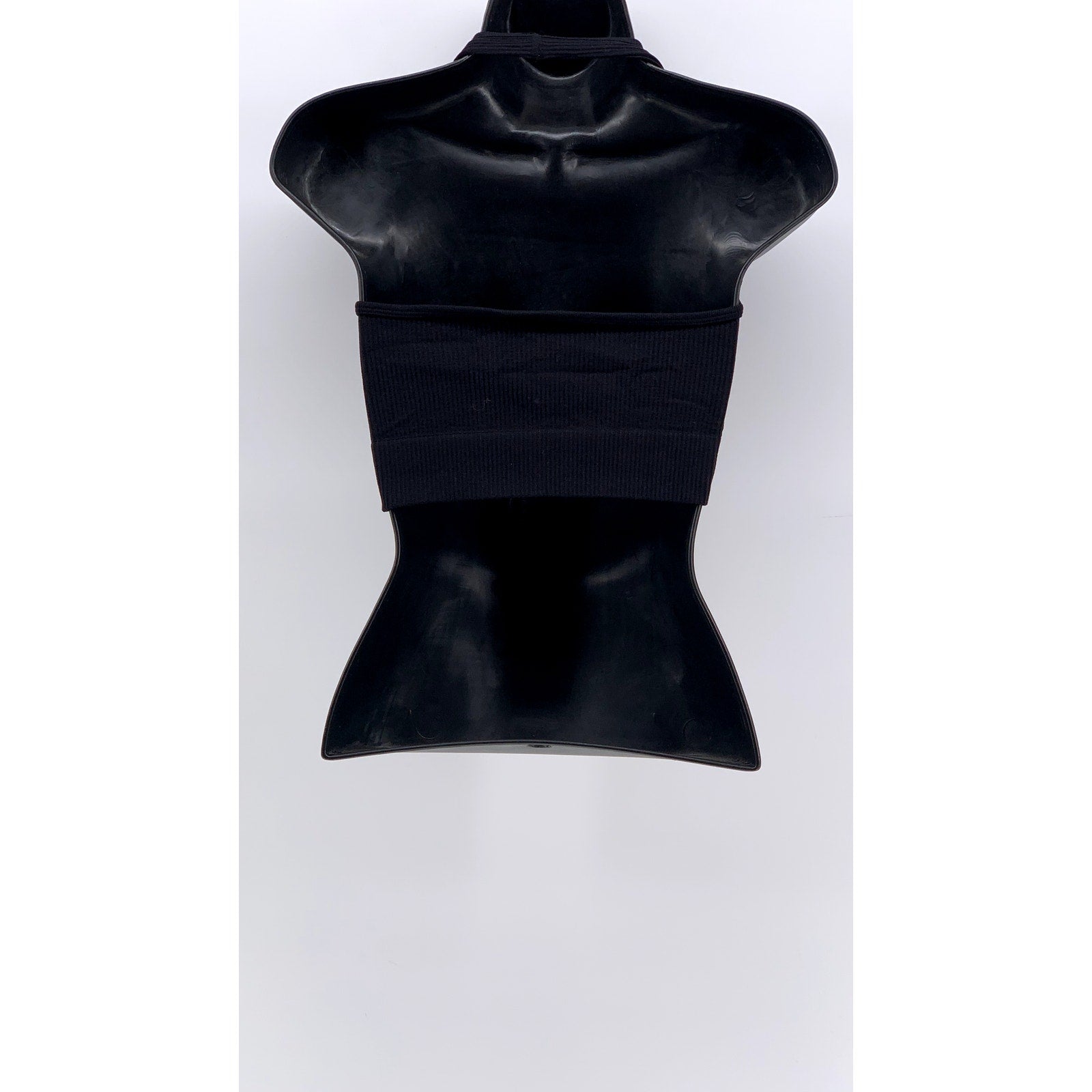 UNBRANDED Women's Black Ribbed Halter Crop Top SZ S