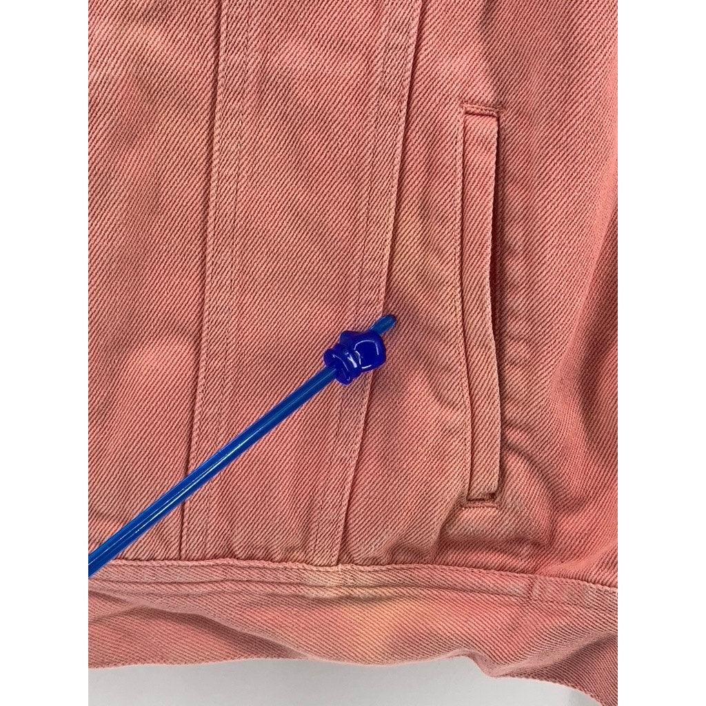 SUPREME Men's Salmon Pink Button-Up Denim Trucker Jacket SZ L