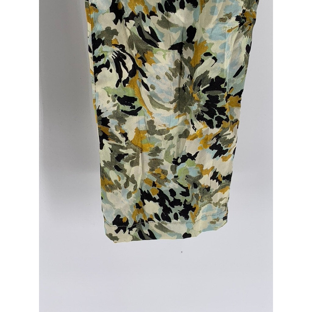 SILVIA TCHERASSI Women's Green Camo Print Silk-Blend Pants SZ S