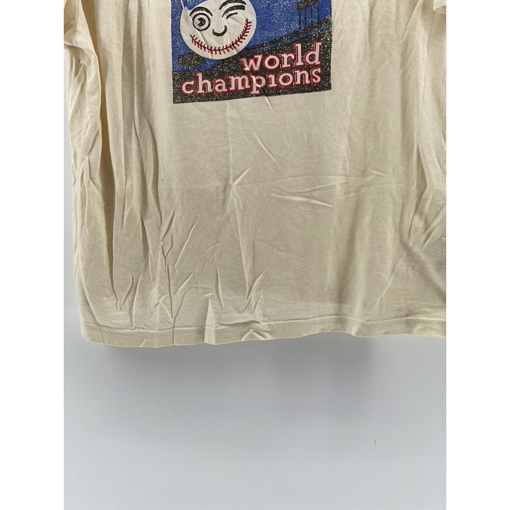 WRIGHT & DITSON Men's Cream Vintage LA Dodgers Graphic Crewneck T-Shirt SZ M