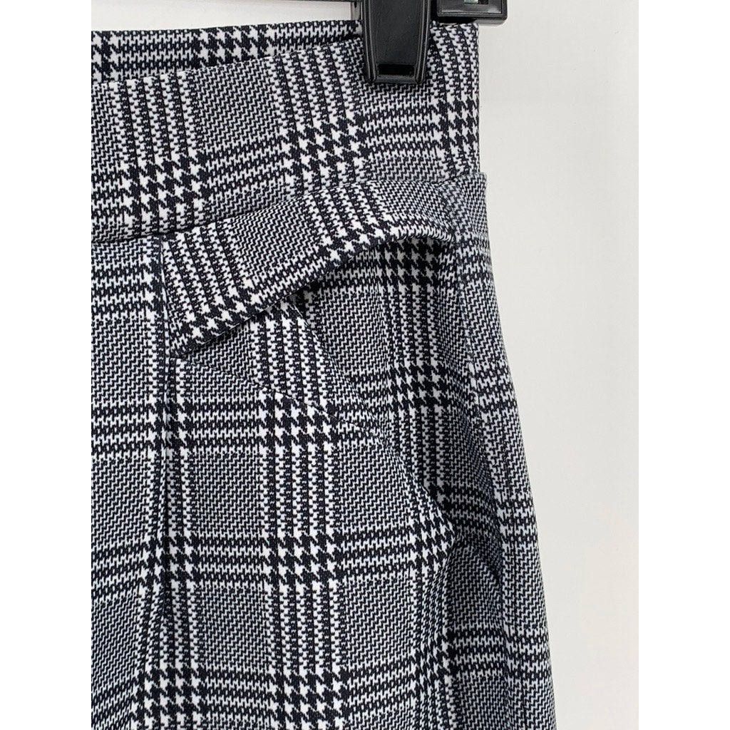 INDERO Women's Black-White Houndstooth Check Skinny Pants SZ L/XL