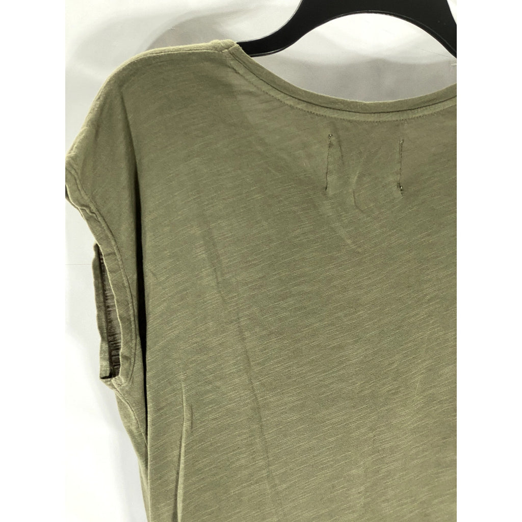 VELVET BY GRAHAM & SPENCER Women's Gray Crewneck Cotton Slub Tie-Waist Dress SZM