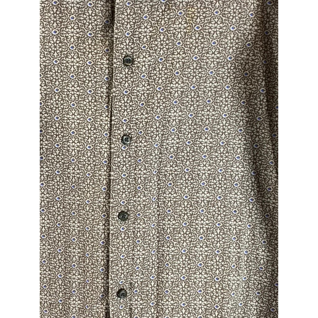 ROBERT GRAHAM Men's Brown Printed Knowledge Wisdom Truth Button-Up Shirt SZ XL