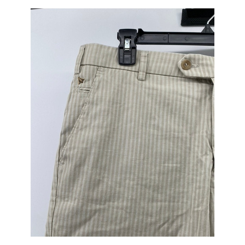 MEYER Men's Beige Pinstripe Modern-Fit B-Palma Chino Shorts SZ 32