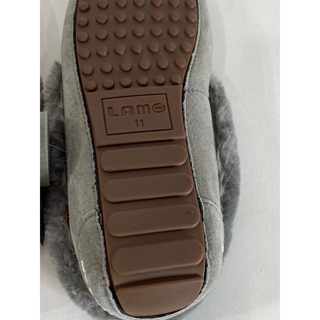LAMO Women's Charcoal Faux-Fur Aussie Moc-Toe Cirrus Memory Foam Slipper SZ 7