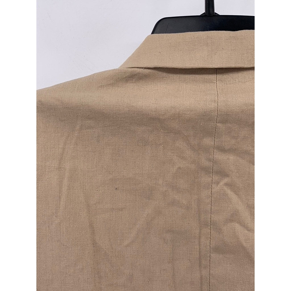H&M Men's Tan Slim-Fit Solid Two-Button Linen Blend Blazer SZ 40R