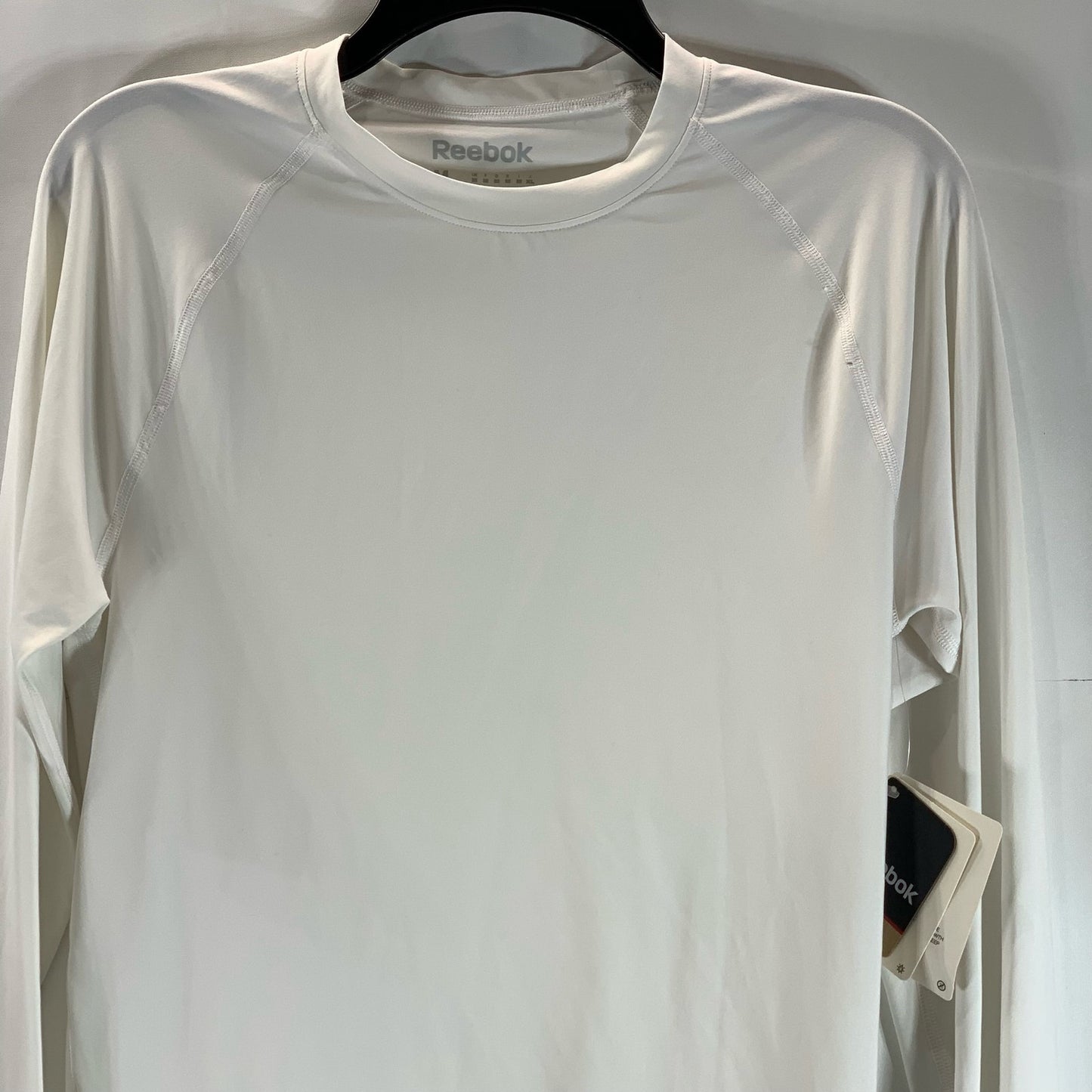 REEBOK Men's Pure White Play Dry Crewneck Long Sleeve Active T-Shirt SZ M