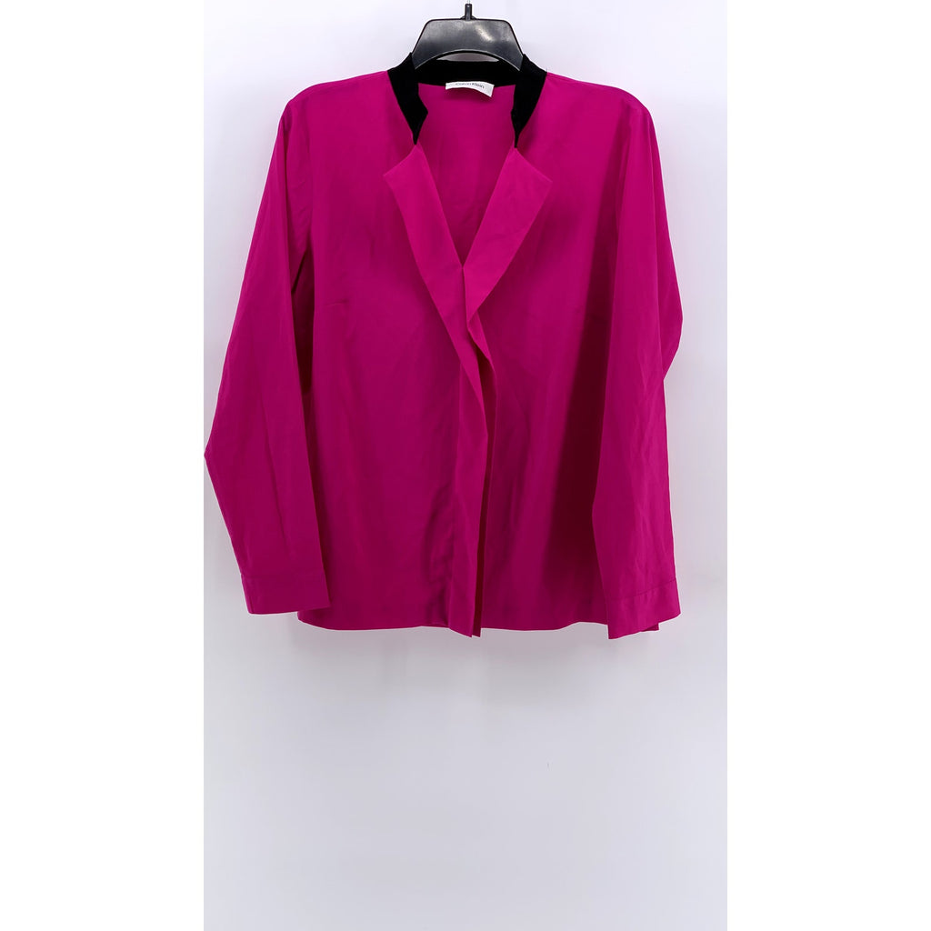 CALVIN KLEIN Women's Magenta V-Neck Long Sleeve Top SZ M
