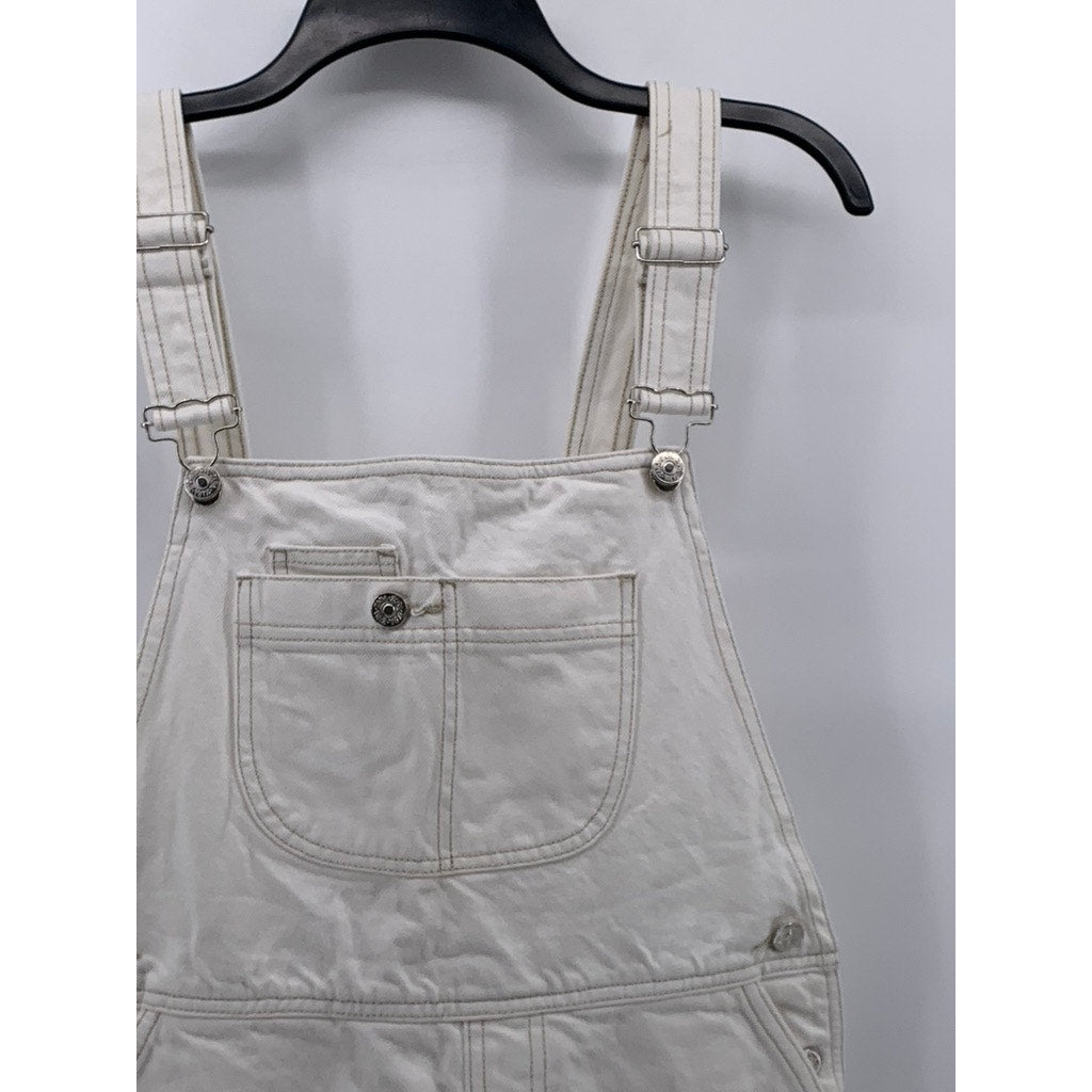 ZARA Women's White Denim Short Overall SZ S