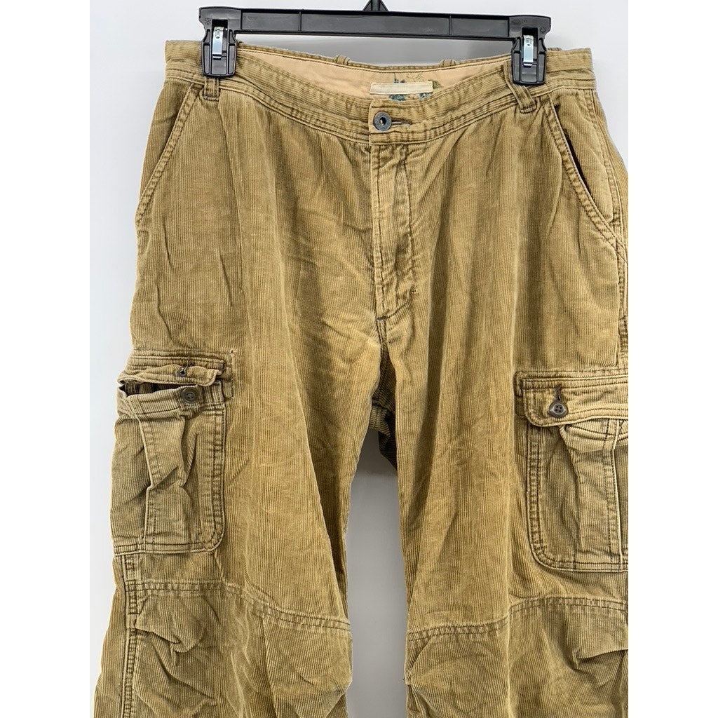 SUNNY CLOUDS Men's Brown Corduroy Baggy-Fit Straight-Leg Cargo Pants SZ 30
