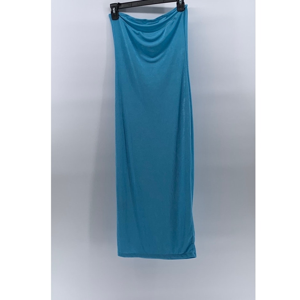 SHEIN Women's Light Blue Strapless Midi Straight Lightweight Dress SZ 4