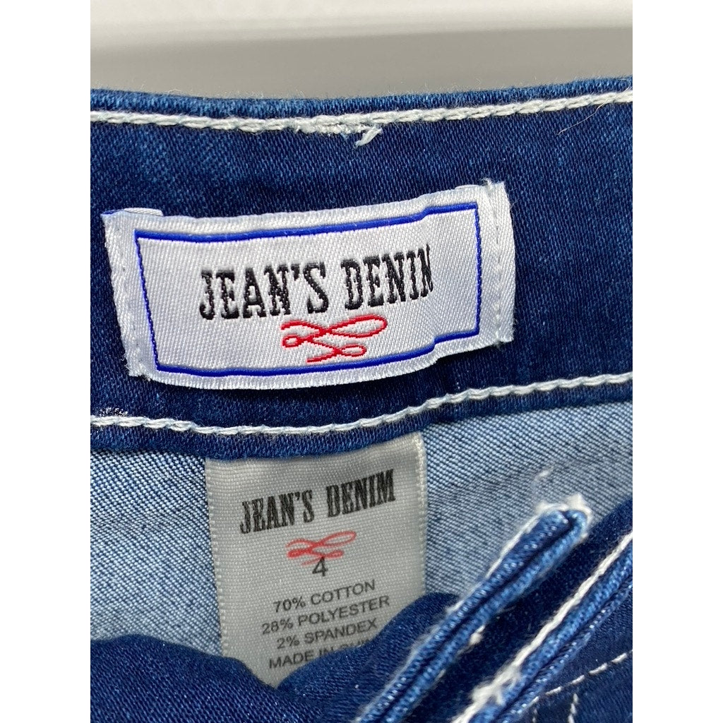 JEANS DENIM Women's Dark Blue Wash Regular-Fit Slim-Leg Jeans SZ 4