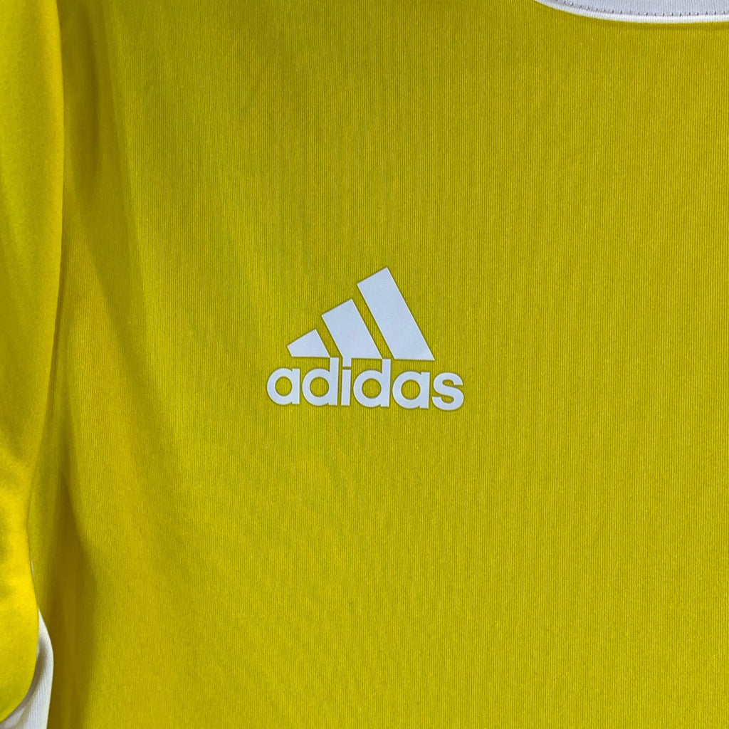 ADIDAS Men's Yellow 3-Stripe Aeroready Crewneck Entrada 18 Soccer Jersey SZ S