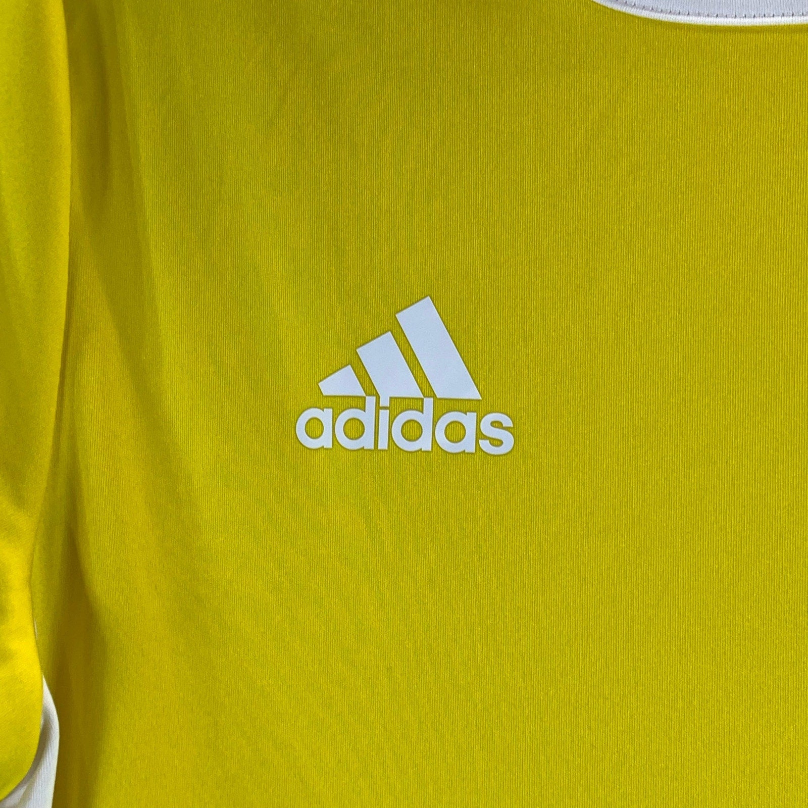 ADIDAS Men's Yellow 3-Stripe Aeroready Crewneck Entrada 18 Soccer Jersey SZ S