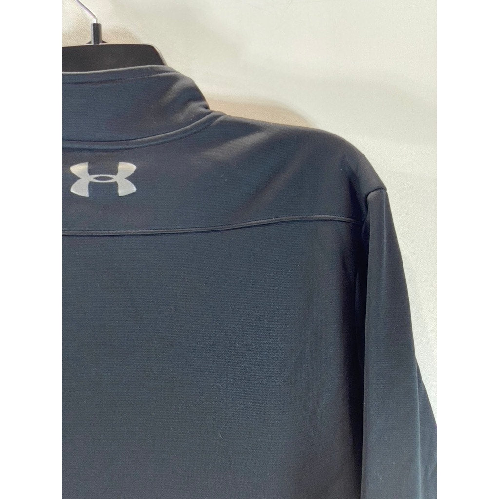 UNDER ARMOUR Men's Black Coldgear Loose Half-Zip Pullover Sweater SZ M