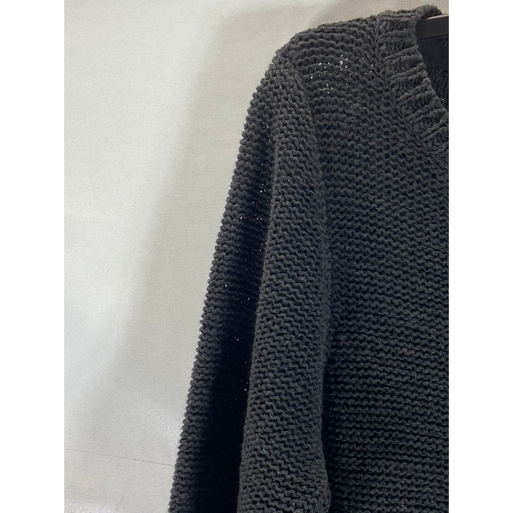 STYLE & CO Women's Black Knit Long Sleeve Crewneck Pullover Sweater SZ L