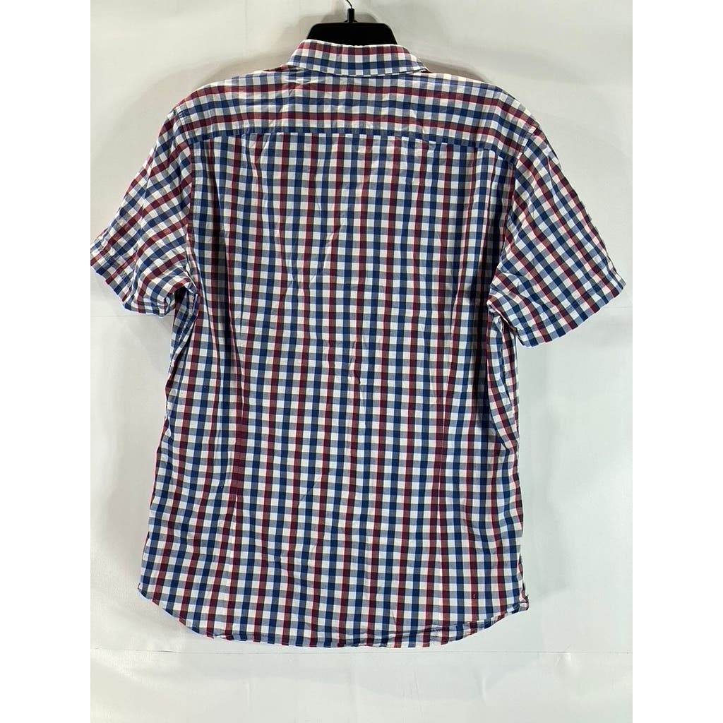 BANANA REPUBLIC Men's Blue/Red/White Checkered Button-Up Short Sleeve Shirt SZ M